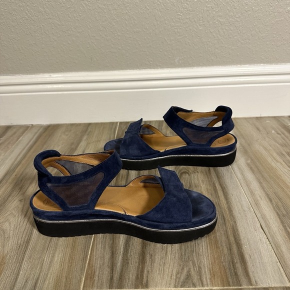 L'Amour Des Pieds Arna Navy Suede Mesh Platform Sandals Womens 8M Coastal Beach - Picture 12 of 13